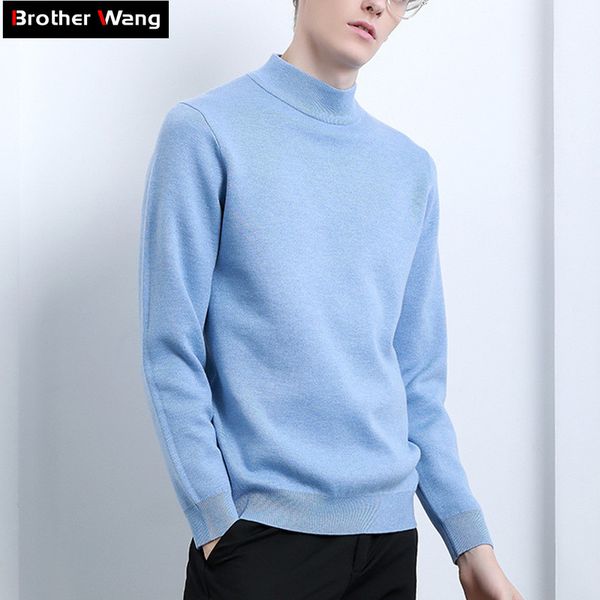 

classic style men's turtleneck sweater fashion casual 10 colors warm pullover sweter men brand clothes 2019 autumn winter new, White;black