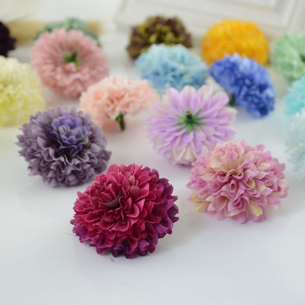 Acheter Pas Cher Soie Carnation Heads Fleur Artificielle Pour La Maison Marguerite Bouquet De Mariée Poignet Accessoires Voiture De Mariage Décoration