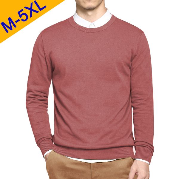 

men sweater pullovers 2019 autumn new cotton round-neck solid sweater jumpers spring male knitwears man plus size 5xl plain type, White;black