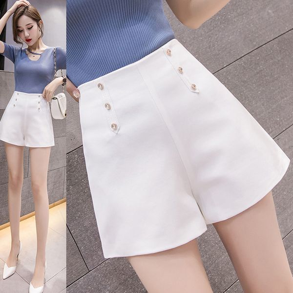 

selling women high waist button shorts office lady casual shorts for summer, White;black