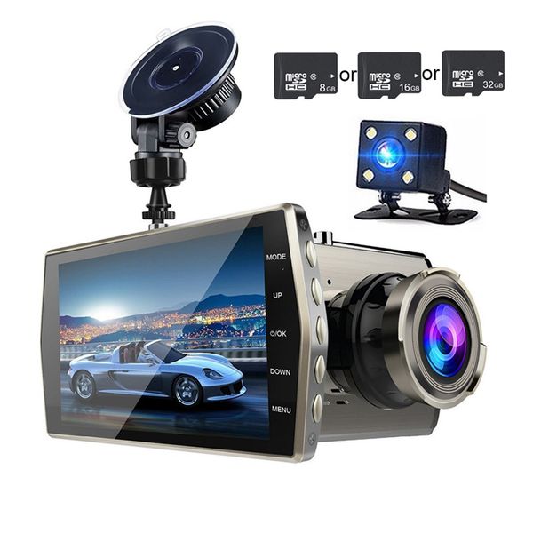 

car camera 4 inch full hd 1080 dual lens front & rear video camera dashboard driving recorder cycle recording auto dash cam car dvr