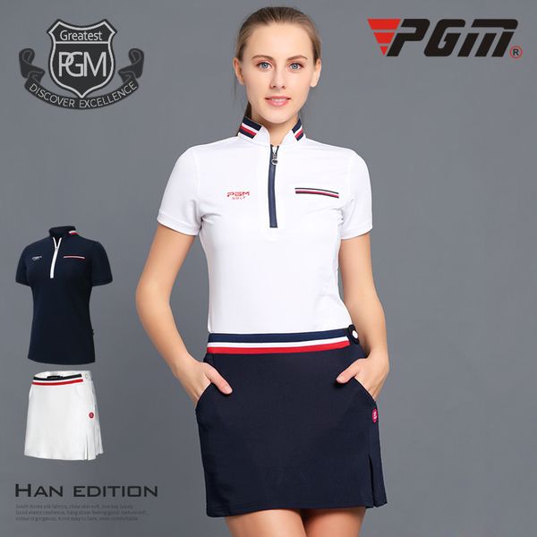 

pgm golf apparel women short skirt brand outdoor sports short sleeve t-shirt summer breathable soft skin friendly high quality, Black;blue
