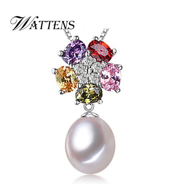 

wattens pearl jewelry,100% genuine natural freshwater pearl pendant beautiful flowers necklace jewelry for women gift , new, Silver