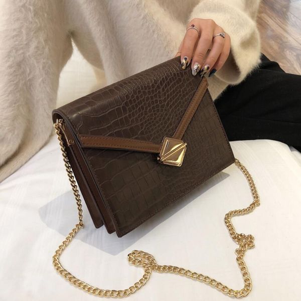

handbag 2019 retro fashion new quality pu leather women's handbag crocodile pattern chain shoulder messenger bag