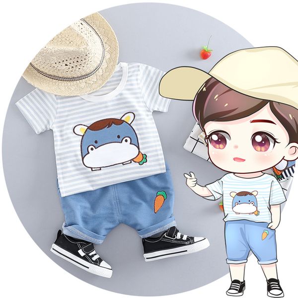 

hillsionly 2pcs baby girl clothes stripe t-shirt pocket +solid overall outfits casual baby sets summer 2019 roupa infantil, White