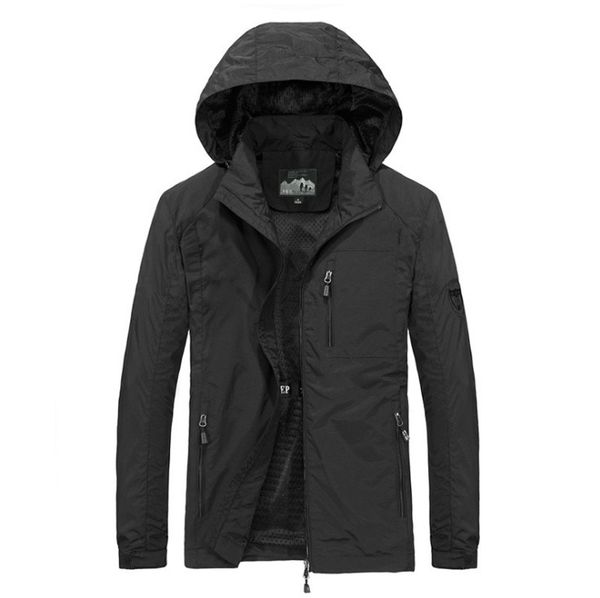

spring jacket men waterproof hooded male jacket thin casual sporting coat motorcycle fashion outerwear windbreaker men plus size, Black;brown