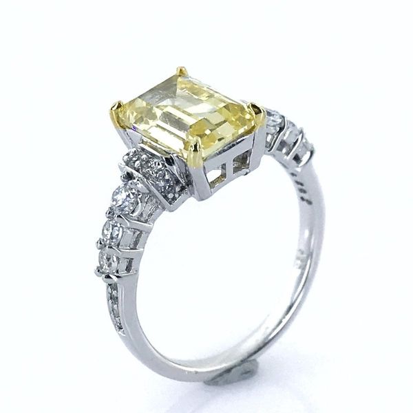 

diamond model elegant baguette yellow z silver ring, Golden;silver