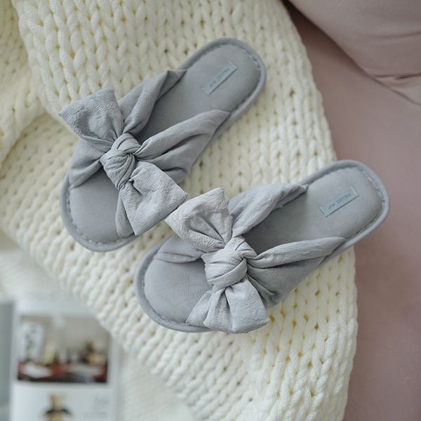 

upscale female slippers bow fish mouth indoor floor slippers open toe non-slip outside home shoes, Black