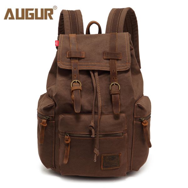 

augur new fashion men's backpack vintage canvas backpack school bag men's travel bags large capacity travel lapbackpack bag cj1912