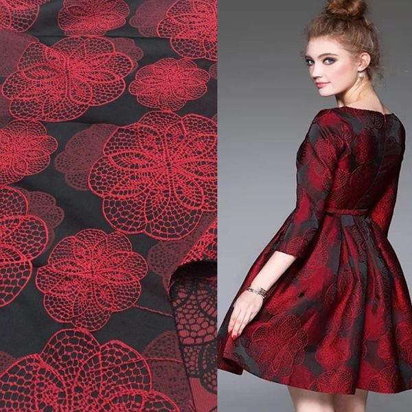 

wine soft damask jacquard brocade fabric for dress,diy wedding africa tissue coat sewing patchwork materials cloth, Black;white
