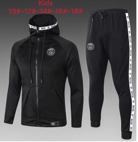 

survetement foot kids real madrid arsen children youth maillots psg paris hoodie tracksuits soccer jacket 2019 2020, Black