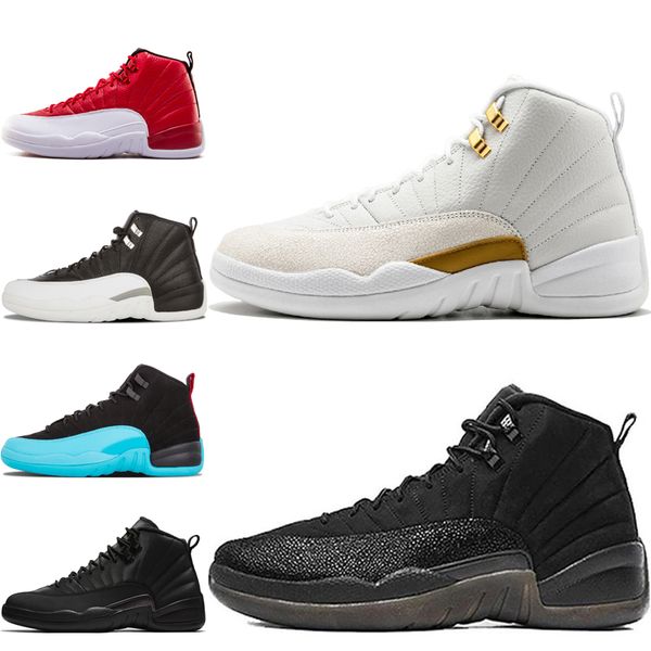

mens 12 o-white black basketball shoes designer men dark grey flu game unc college navy gamma blue playoffs taxi sport sneakers 40-47