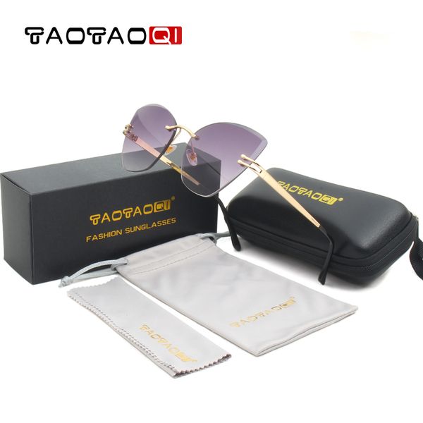 

taotaoqi brand cat eye sunglasses women designer personality rimless vintage men sun glasses female eyewear uv400 oculos, White;black
