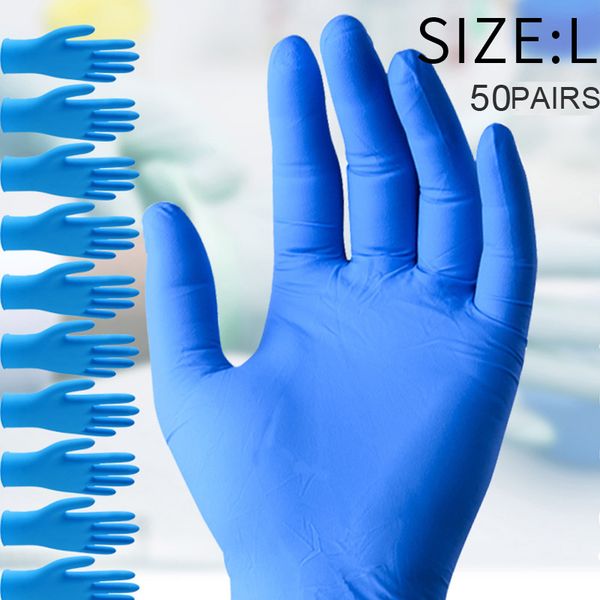 

nitrile latex gloves 50 pairs wear-resistant thickened white and blue pvc rubber waterproof nitrile rubber plastic gloves