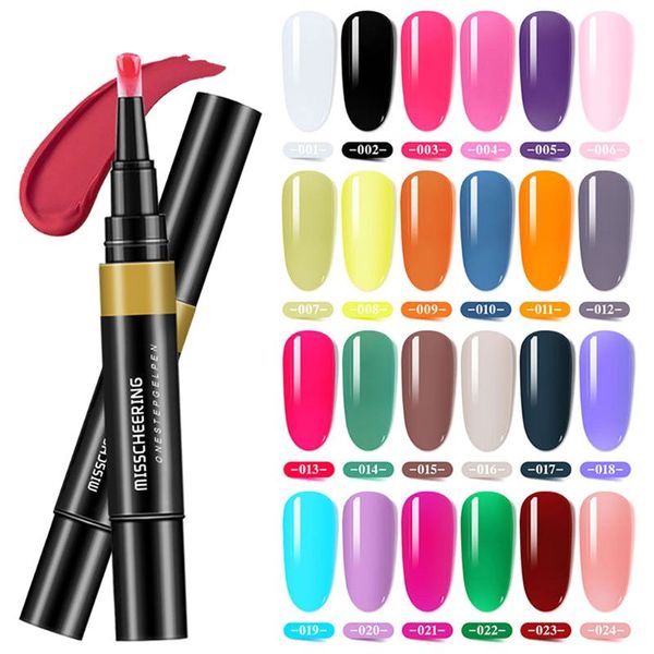 

3 in 1 nail polish pen gel varnish one step no need base special design professional home use 24 colors