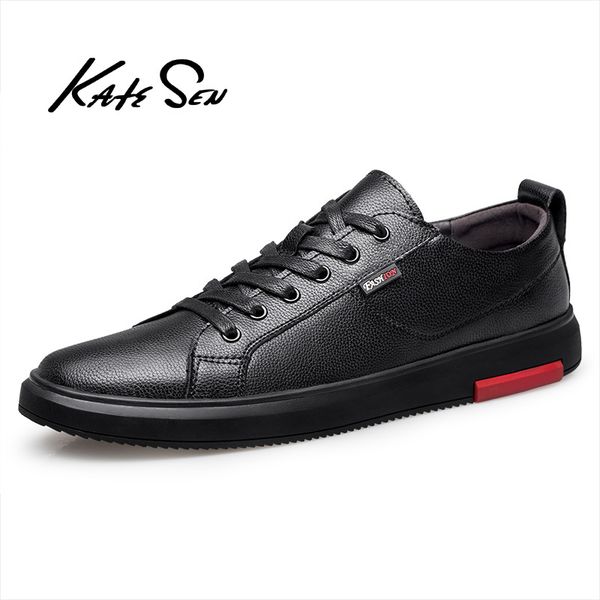 

katesen outdoor winter men sneakers non-slip rubber casual shoes microfiber waterproof low men shoes fashion, Black