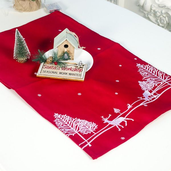 

fashion creative christmas ornament red embroidery table flag 40*180 table cloth tablewear cover