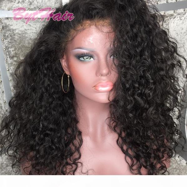 

bythair selling full lace human hair wigs brazilian human hair front lace wigs natural color 130% density with baby hair, Black;brown
