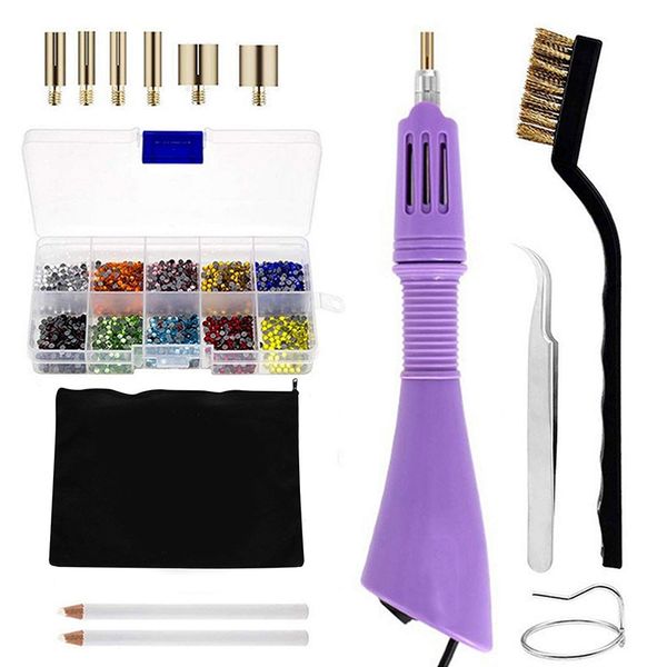 

diy fix rhinestone applicator wand setter tool kit with 7 different sizes tips,brush cleaning tweezers kit and 2 pcs fix