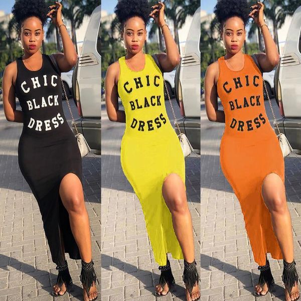 

split up long bodycon dress chic black dress summer women clothes medusa tank dresses, Black;gray