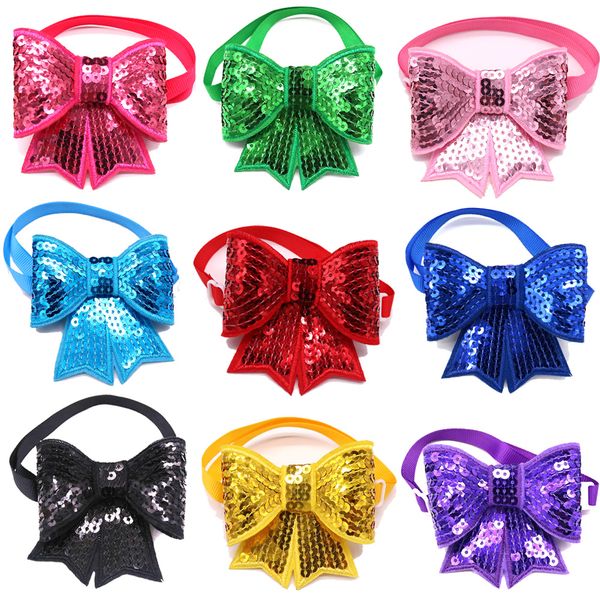 

wholesale 50pcs christmas cute shining puppy pet puppy dog cat bow ties adjustable bowties dog accessories pet supplies