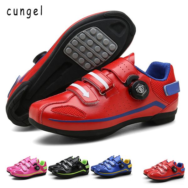 

cungel men's cycling shoes road bike shoes mountain bike bicycle mtb reflective cycle sneaker triathlon racing, Black