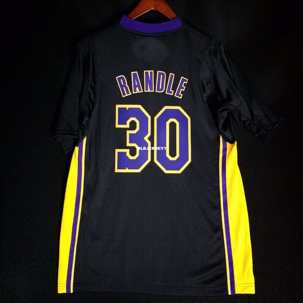 

100% stitched julius randle #30 hollywood nights wholesale black jersey mens vest size xs-6xl stitched basketball jerseys ncaa, Black;blue