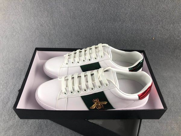 

new arrival fashion mens women casual shoes luxury designer shoes genuine leather bee embroidered ace shoes withfor sale t01, Black