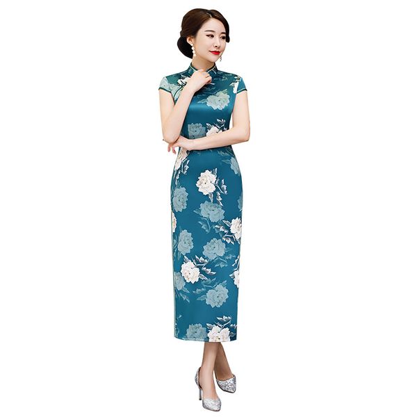 

new arrival plus size xxxxxl chinese women's elegant long qipao printed lady qipao silm dress cheongsam dress clothing, Red