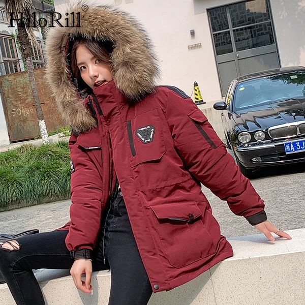 

winter warm coat women 2019 parka coat womens thicken hooded jacket casual faux fur collar parkas veste femme, Black
