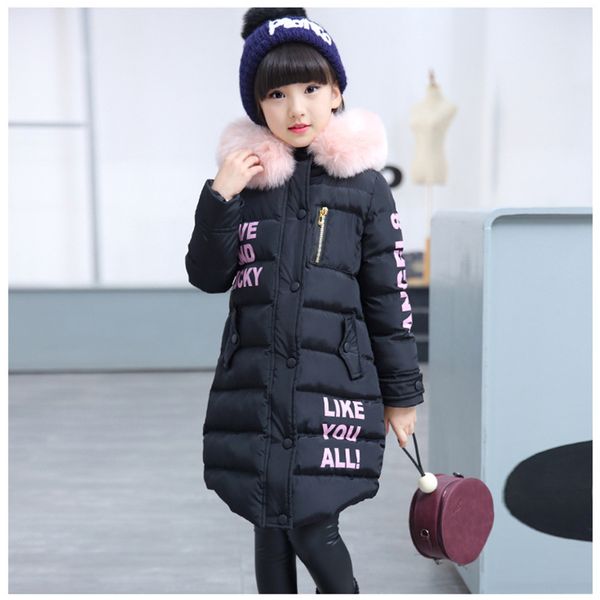 

2019 warm winter children winter jacket kids wool outwear stylish girls casual long outerwear & coats children clothing, Blue;gray