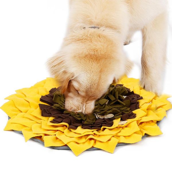 

tpfocus pet toy sunflowers shape pet dog slow feeder puzzle toy sniffing mat for training yellow safe and healthy 2019