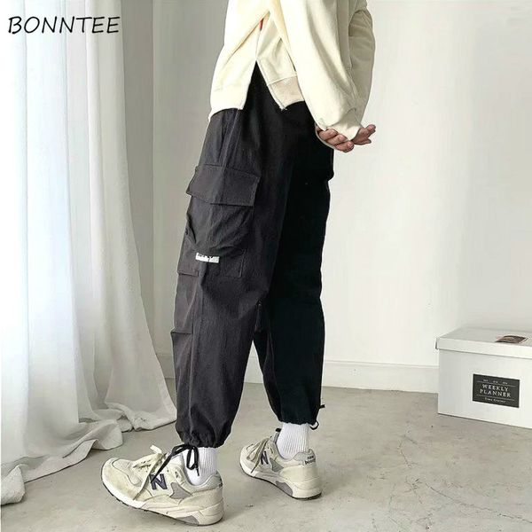 

мужские повседневные брюки-карго плюс размер 3xl свободные японские прямые большие карманные спортивные брюки мужская уличная одежда jogger, Black