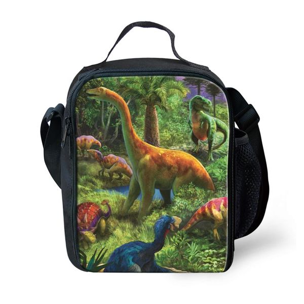 

thikin dinosaur lunch bags for students boys tyrannosaurus portable cooler box for kids pterosaur tote picnic pouch girls, Blue;pink