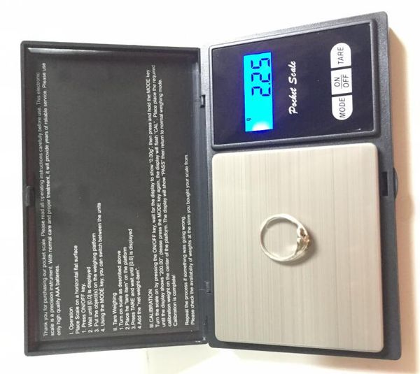 Elektronische schwarze digitale Tasche Gewichtsweilskala 100 g 200 g 0,01 g 500 g 0,1 g Schmuck Diamant Balance LCD -Display mit Einzelhandelspaket