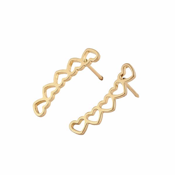 

wholesale connected love heats studs fashion long brincos jewellery silver gold pink gold plated color for women gift efe030, Golden;silver