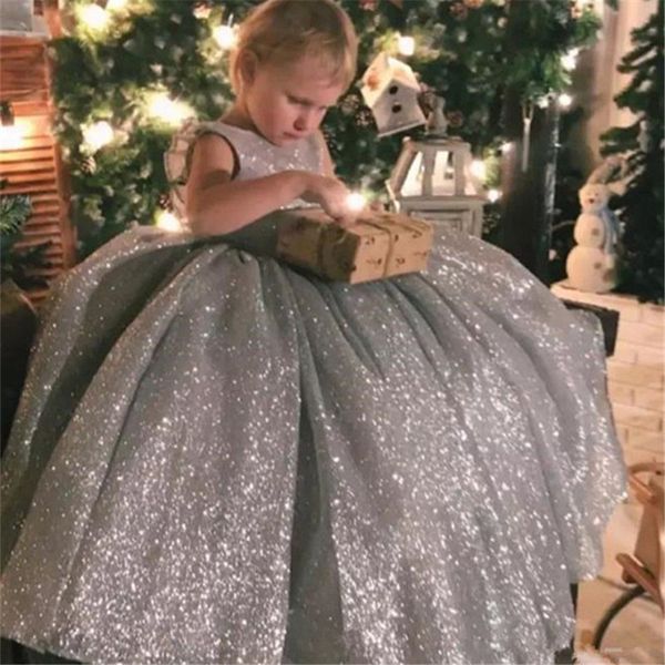 

ball gown girl flower silver shiny material little pageant dress princess party birthday party communion vestidos de 15 aÃ±os, Red;yellow