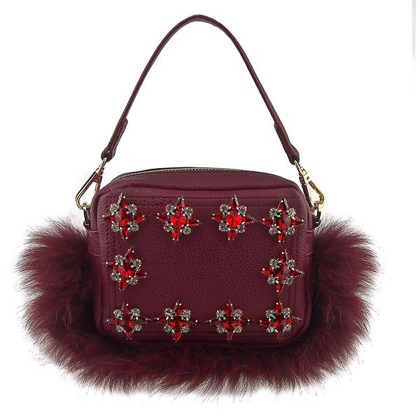 

2019 new korean version of the fashion mini fox wool drill pillow bag wholesale one shoulder slant bag