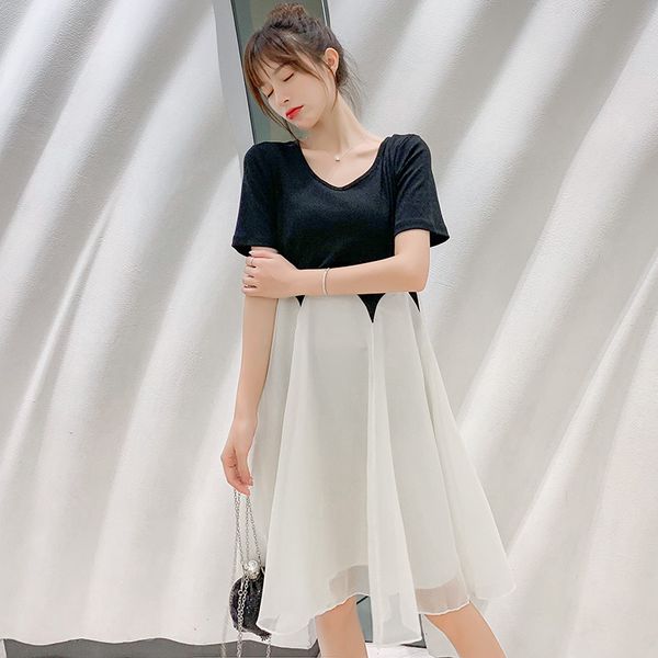 

bow backless short sleeve o-neck prgnant women a-line dress cotton patchwork organza empire maternity dress princess sweet, White