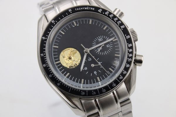 

luxury qualiy 0256 gmt automatic watch men watch black dial stainless band stainless male watch monor hemmo, Slivery;brown
