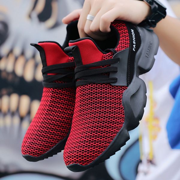 

lightweight male sneakers tennis for men sport shoes jogging shoes breathability running walking casual big size 46 red, Black