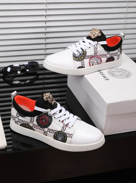 

new style high-end luxury men's casual sports basketball shoes fashion design brand platform classic retro medusa pattern size: 38-44 j, Black