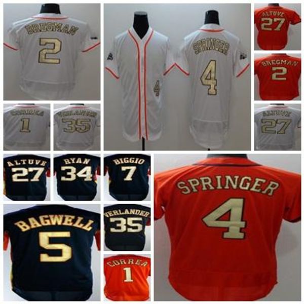 

2018 gold program houston men lady youth ryan correa alex bregman justin verlander altuve 35 verlander springer cool flex baseball jerseys, Blue;black