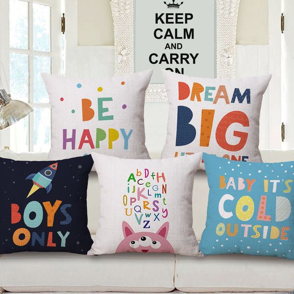 

children hold cotton pillow case fashion colour letter cushion office siesta pillow