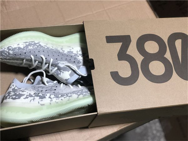 

2019 выпущены подлинные оригиналы 380 alien white kanye west fv3260 fb6878 мужчины женщины кроссовки спортивные кроссовки с оригинальной кор, Black