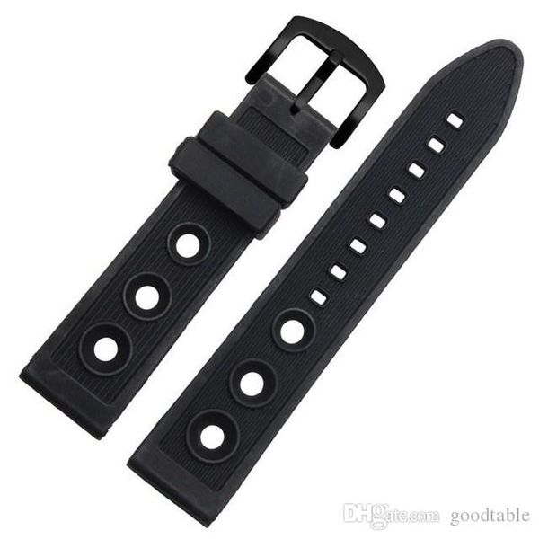

hoge kwaliteit пвх каучук horlogeband voor mannen 22 мм 24 мм, Black;brown