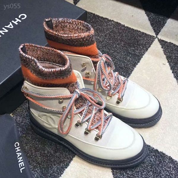 

fall / winter 19 new high-end short boots women's fashion wool knitted wool low heel ankle boots lace up vintage, Black