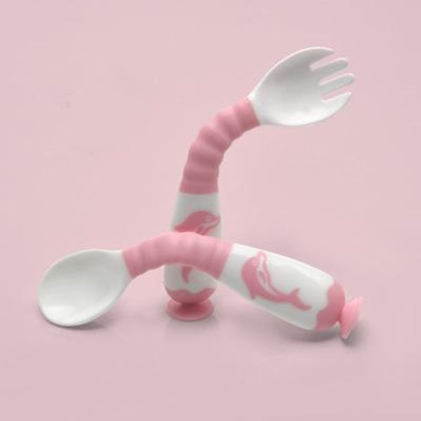 

baby spoon feeding training kids infant toddler scoop cutlery tableware food bend head curved utensils children learning supplie