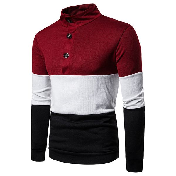 

2019 fall and winter of foreign trade of the new tri-color stitching casual everyday jacket with high collar pullover sweater men, White;black