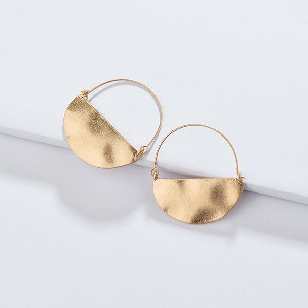 

new arrival women unique style fashion earrings hammered semi circle alloy metal basket drop statement earrings for women, Golden